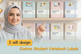 design cute and editable printable book and notebook labels