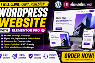 clone, duplicate, copy, redesign wordpress website with elementor pro