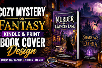 design a cozy mystery or fantasy kindle and print book cover