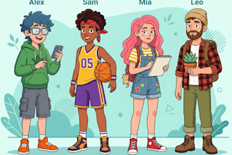 draw a vector 2d character, cartoon character