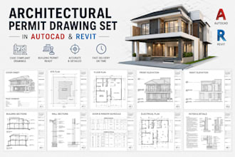do architectural permit drawing set in autocad and revit