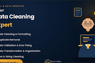 do excel data cleaning, data formatting, pivot table, dashboard and formulas