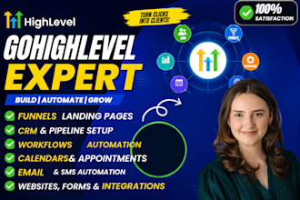 build gohighlevel funnel, website, CRM, automation and sales pipeline