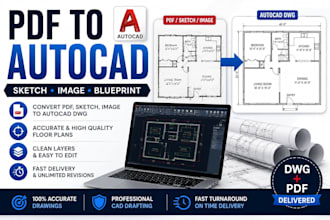 convert PDF sketch image to autocad floor plan dwg