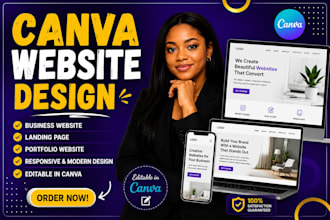 design a canva website, landing page, or portfolio website
