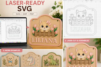 create a custom digital name sign design for kids room