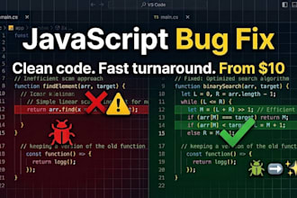 javascript bug fixing code optimization clean code
