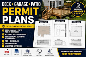 draw deck garage patio permit plans for city approval