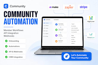 setup community automation, community workflows, API and webhook integration
