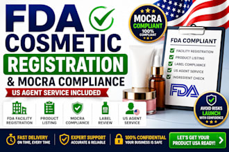 handle fda cosmetic compliance and mocra registration USA