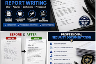 write professional security incident reports and daily occurrence reports