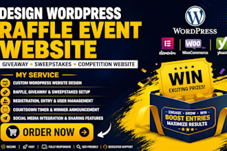 design wordpress raffle event website, giveaway sweeptake competition website
