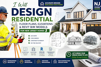 design residential floor plans, elevations revit bim models for new jersey homes