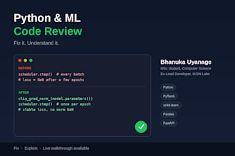 fix, debug, and explain your python or machine learning code