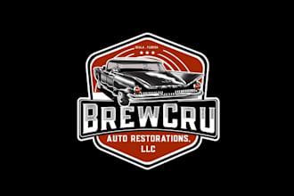 design powerful automotive restoration firm logo