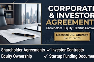 write custom equity ownership and stock option legal contracts as a us attorney