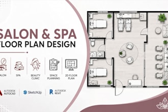design salon, spa floor plan, beauty clinic layout, autocad drawing