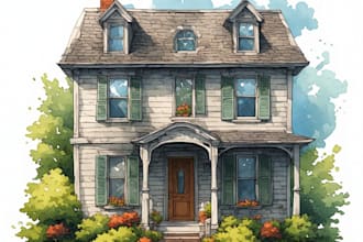 draw a custom watercolor home, house illustration