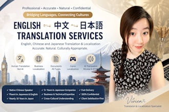 professionally translate english and chinese and japanese