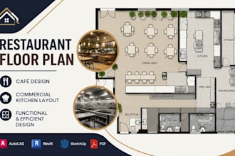 design restaurant floor plan, café design, commercial kitchen layout