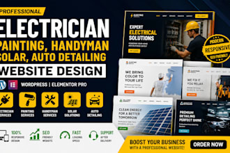 design electrician, painting, handyman, solar, auto detailing wordpress website