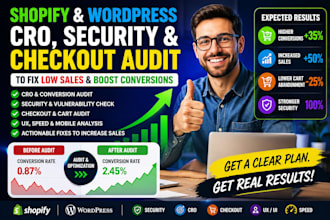 do shopify and wordpress website security, cro and checkout audit to boost sales