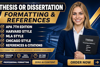 format your thesis or dissertation in apa 7, harvard, mla, chicago, references