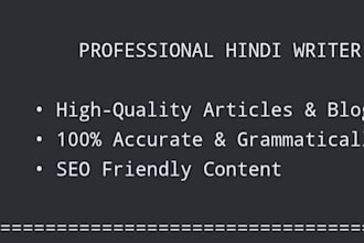 write high quality seo hindi content blogs and articles