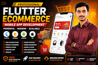 develop a flutter ecommerce mobile app for android and ios