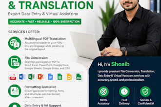 convert PDF to word,excel google docs, powerpoint, typing service,tranlation