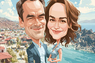 create professional caricatures for couples or wedding gift