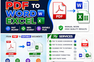 convert PDF to word, excel, scanned PDF, and do typing work