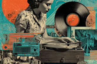 design vintage punk album cover design, retro indie rock artwork