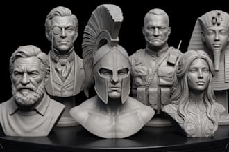 create 3d head sculpt, face sculpt and character head bust for 3d printing stl