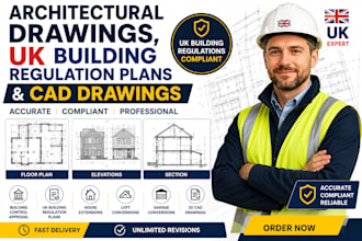 do architectural drawings, UK building regulation plans and cad drawings