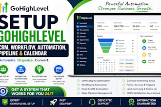 setup gohighlevel CRM, workflow, automation, pipeline and calendar HTML email