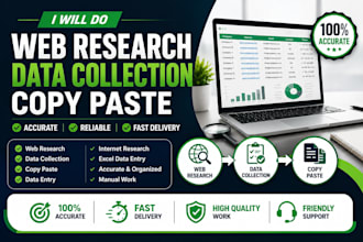 web research, data collection and copy paste