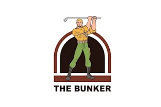 make fun loving office space logo with a golf simulator