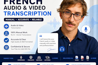 transcribe french audio or video manually