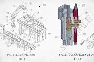 do patent drawing, technical line art, utility and design patent for uspto wipo