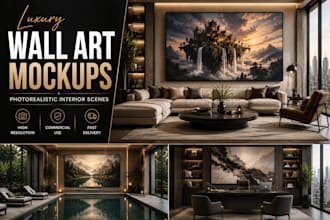 create realistic and luxurious wall art mockups