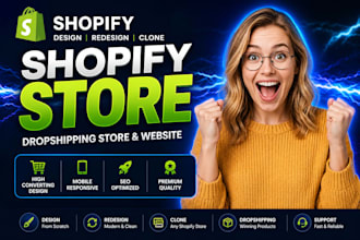 design redesign clone shopify store, shopify dropshipping store, shopify website