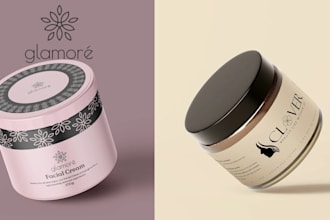 design pouch label, jar label, skincare label, or cosmetics label design