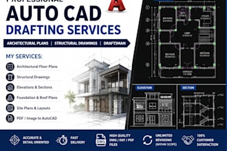 draft architectural plans, structural drawings in autocad, draftsman