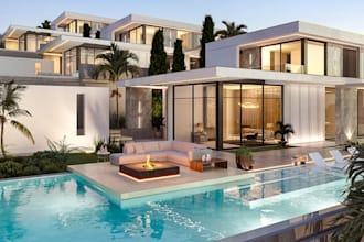 made 3d luxury villa visualization, bespoke villa, elite villa planning