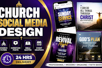 design church social media post, flyers, christian content, and bible quote