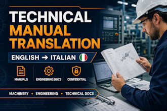 translate technical manual and engineering document into italian