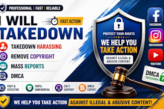 takedown harassing remove copyright mass reports facebook instagram youtu