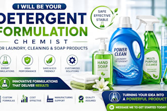 be your detergent formulation chemist for laundry, cleaning and soap products