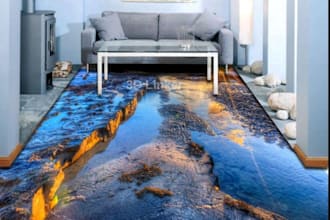 create realistic anamorphic 3d floor illusion artwork and floor art designs